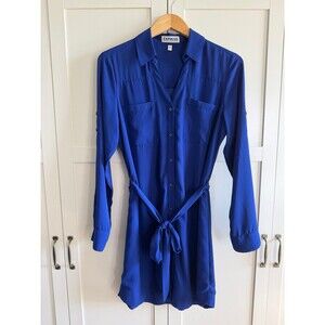 Express Cobalt Royal Blue Portofino Shirt Dress Size M